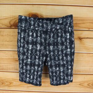 MTA Sport Compression Biker Short Women L Black Animal Print NYLON Blend Pockets